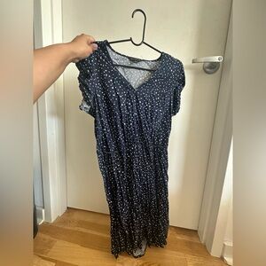 Banana republic Blue Polka Dot Midi Dress